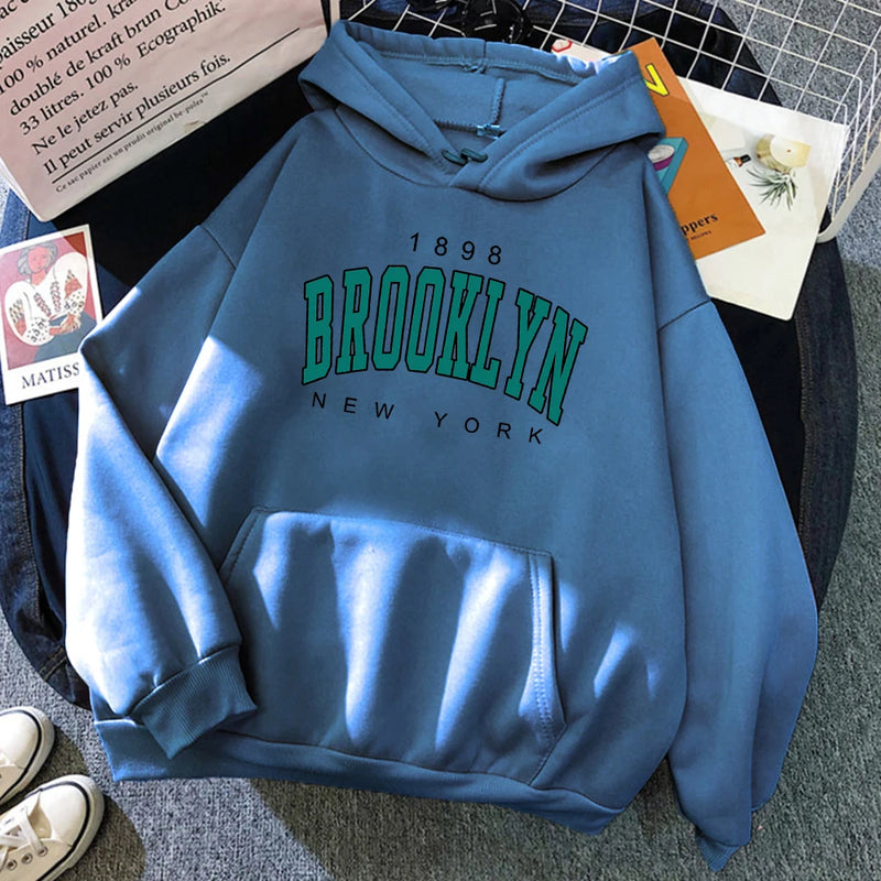 Brooklyn New York Impresso Hoodies De Lã, Criatividade Pulôver