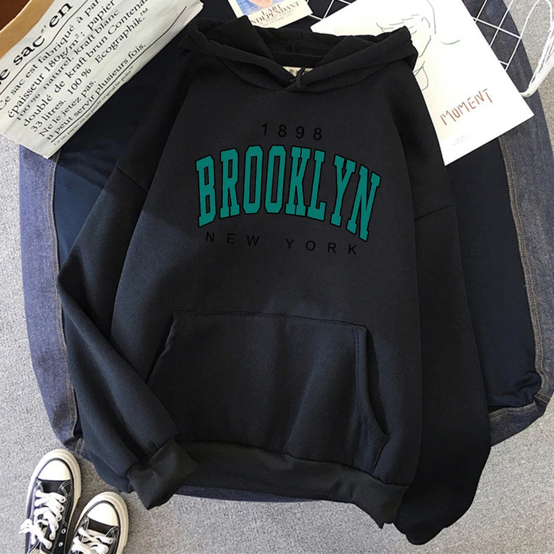 Brooklyn New York Impresso Hoodies De Lã, Criatividade Pulôver