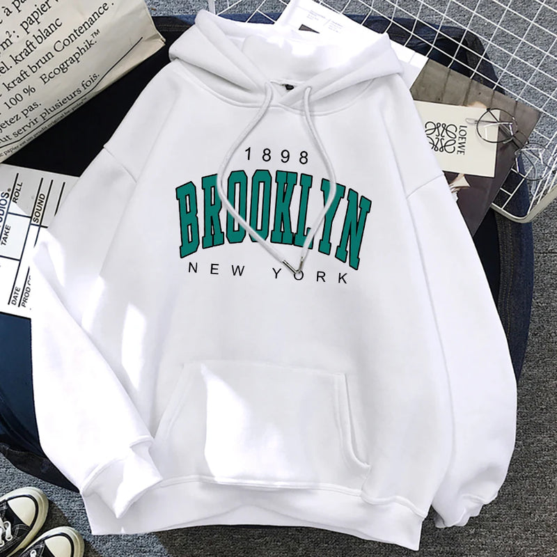 Brooklyn New York Impresso Hoodies De Lã, Criatividade Pulôver