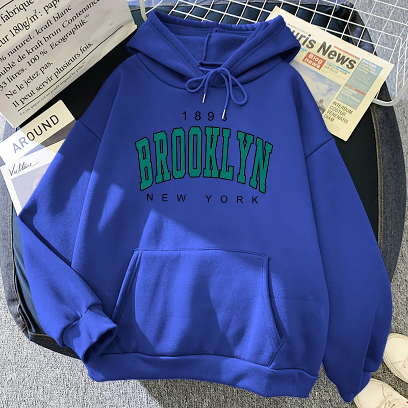 Brooklyn New York Impresso Hoodies De Lã, Criatividade Pulôver