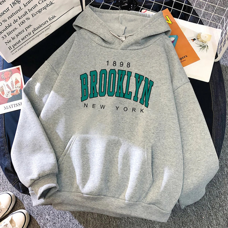 Brooklyn New York Impresso Hoodies De Lã, Criatividade Pulôver