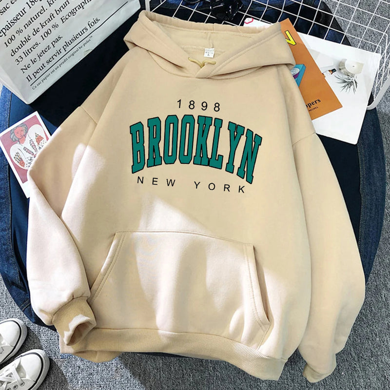 Brooklyn New York Impresso Hoodies De Lã, Criatividade Pulôver