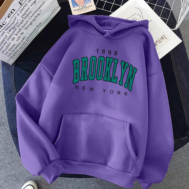 Brooklyn New York Impresso Hoodies De Lã, Criatividade Pulôver