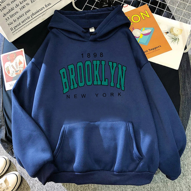 Brooklyn New York Impresso Hoodies De Lã, Criatividade Pulôver