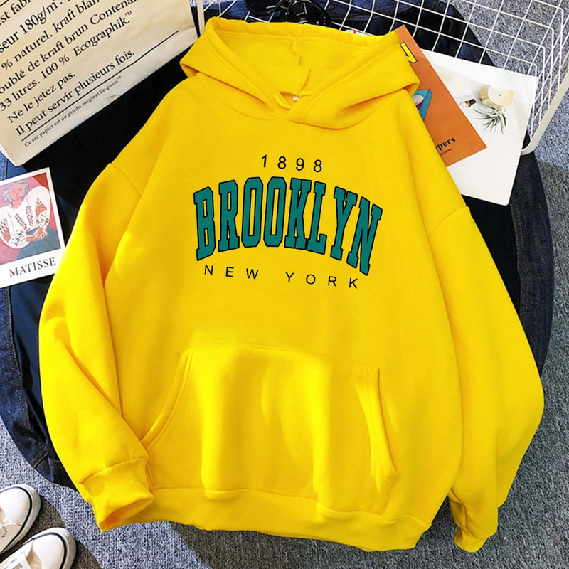 Brooklyn New York Impresso Hoodies De Lã, Criatividade Pulôver