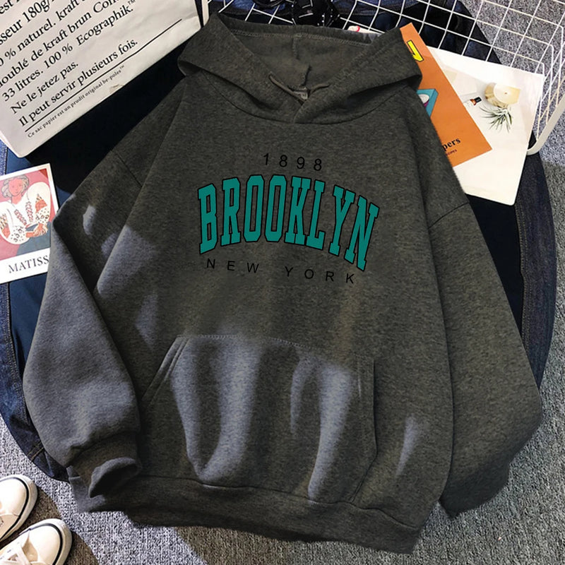 Brooklyn New York Impresso Hoodies De Lã, Criatividade Pulôver